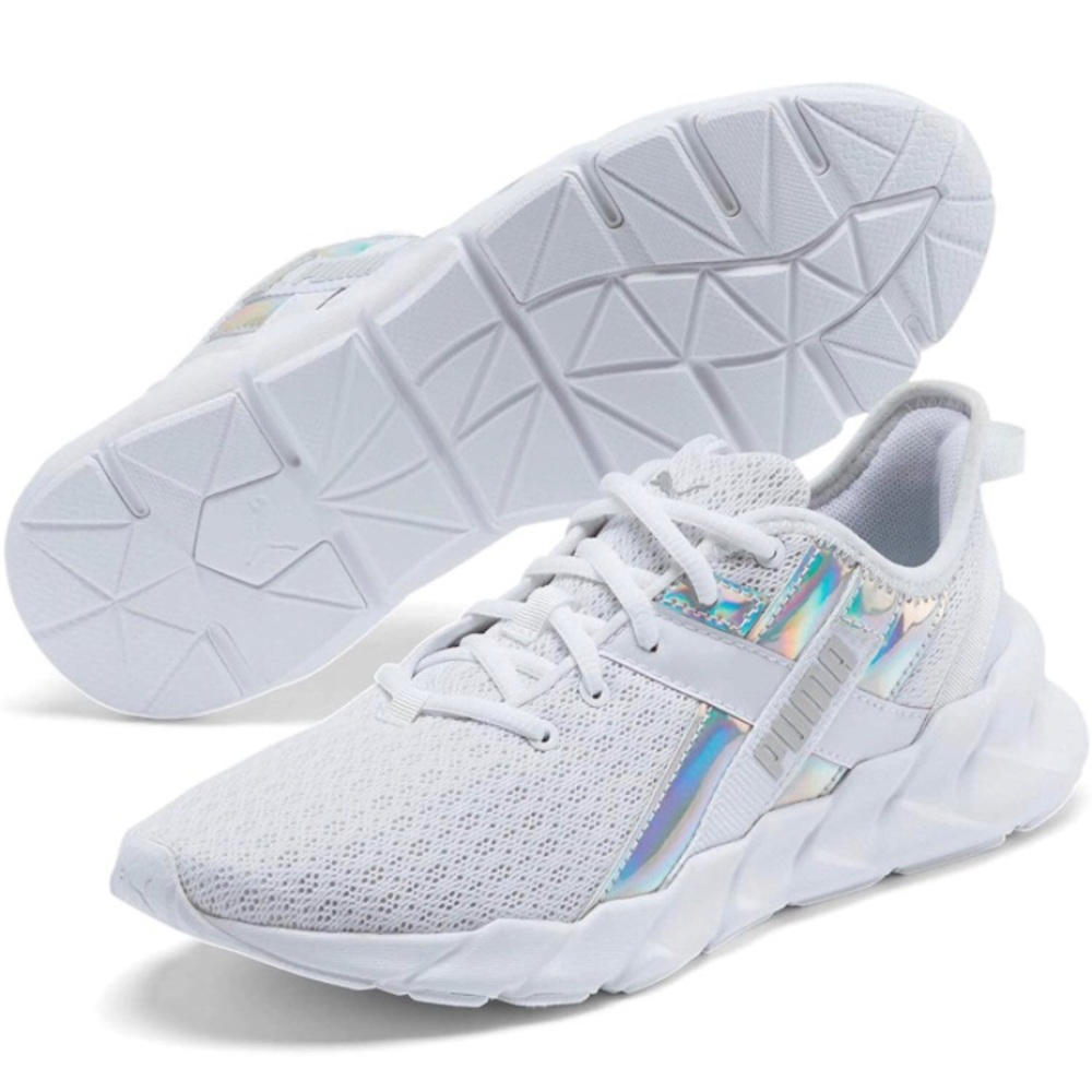 White and holo Puma sneakers